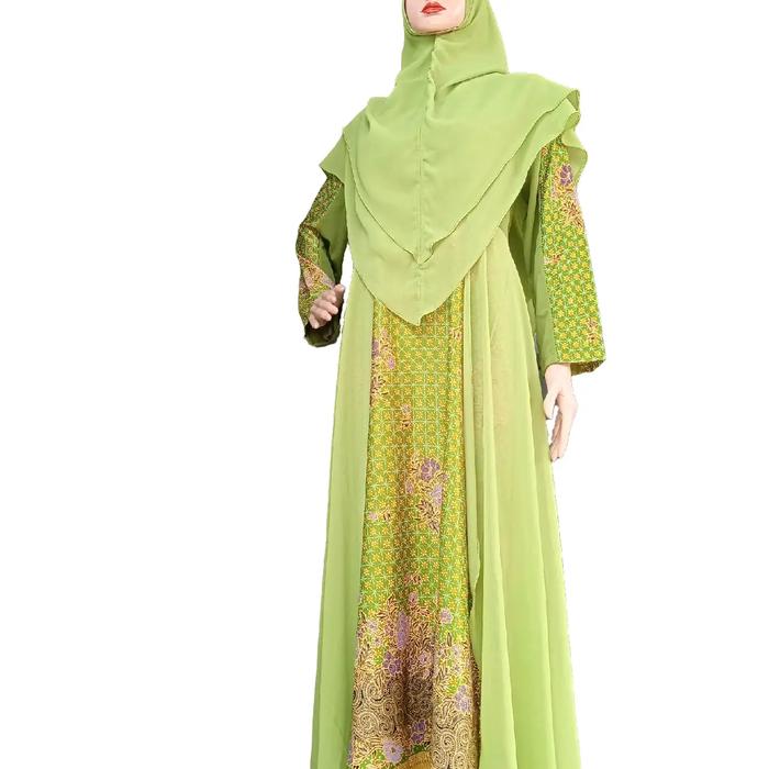 Gamis Muslimat NU Semi Sutra Kombinasi Ceruty set Hijab