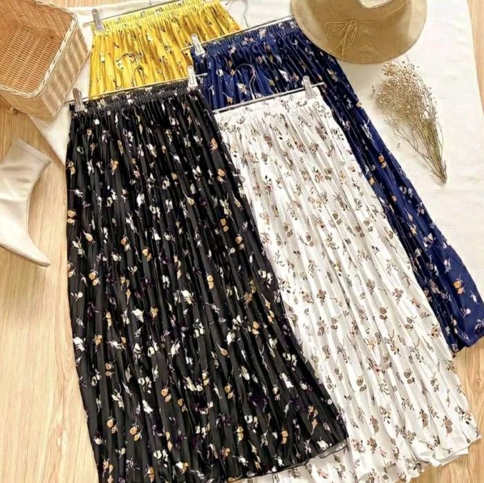 Rok Plisket Motif Bunga / Rok Plisket Motif Bunga Lily Daily / Rok Motif Bunga / Plisket