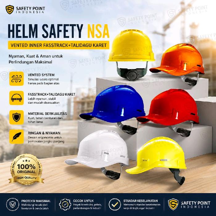 Helm Safety NSA Vented Fastrack Original | Helm Proyek Ventilasi | Helm K3 Safety Industri Tambang K