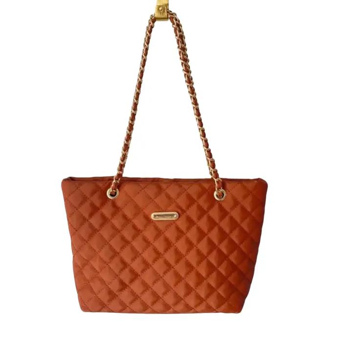Tas wanita tas rantai tote bag cewek warna merah bata