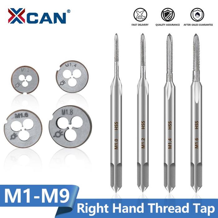 XCAN M1-M9 Right Hand Thread Tap and Die Set Metric Plug Tap Die HSS