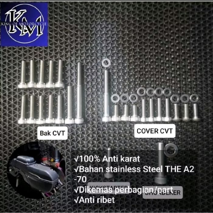 Baut Stainless Steel 304 Blok Cvt/ Cover Blok Mesin Yamaha Mio Sporty Mio smile