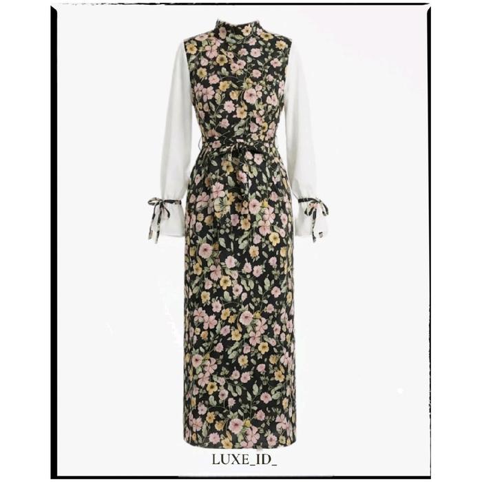 LUXE_ID_ Vience Flower Luxe Black  Dress