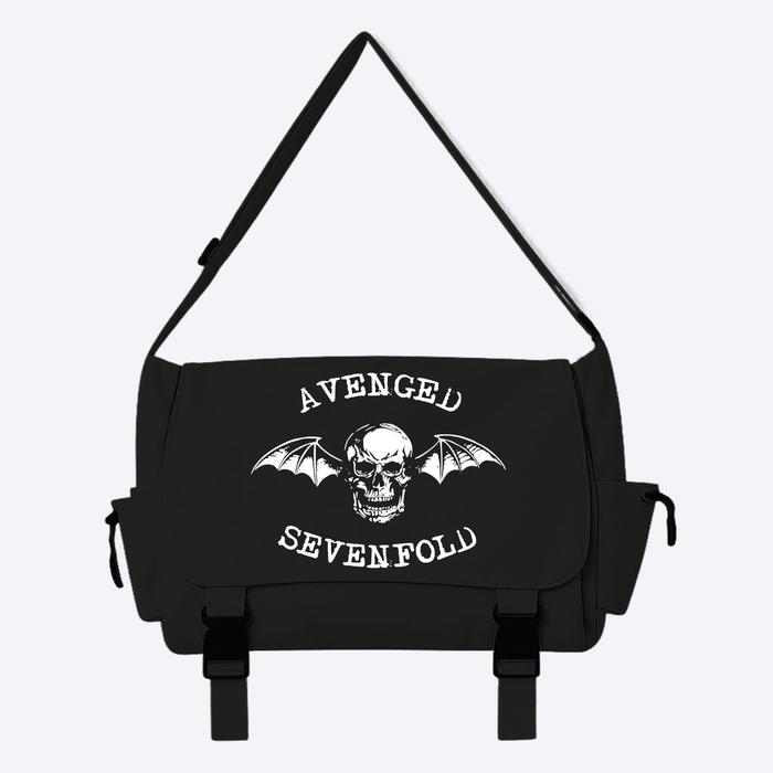 Auxso Tas Slempang Avenged Sevenfold Skull Tas Kanvas Selempang Sekolah Kuliah Unisex Stylish