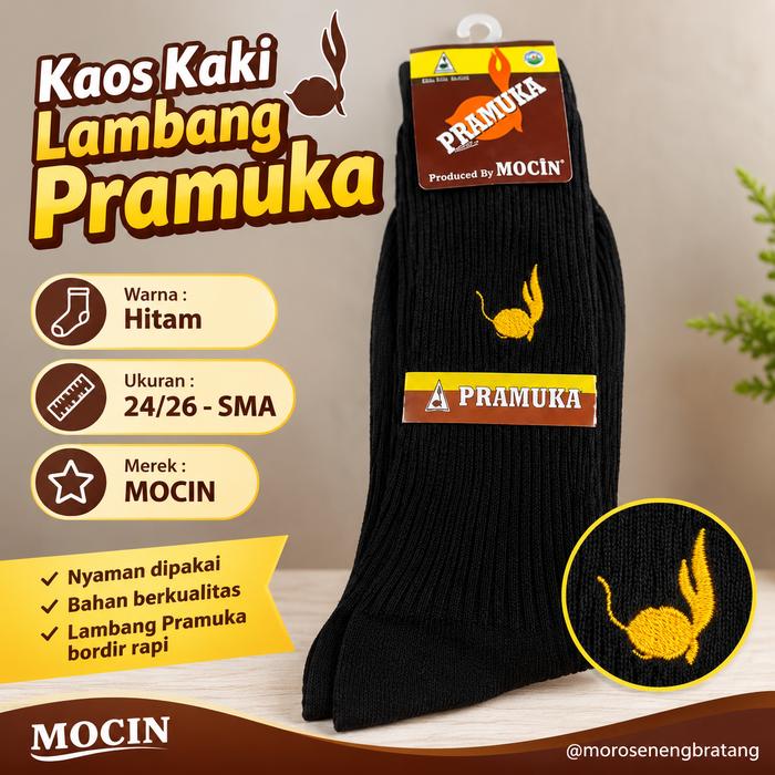 Kaos kaki MOCIN hitam Pramuka Lambang - SMA