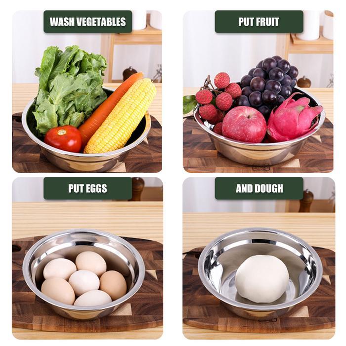【COD】Baskom Stainless Besar Korea 14-26cm Mega Jumbo Mixing Bowl Rust Resistant Bagus Tebal Baskom S