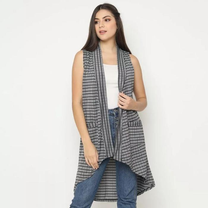 Outer  Square Abstract Long Vest 58039