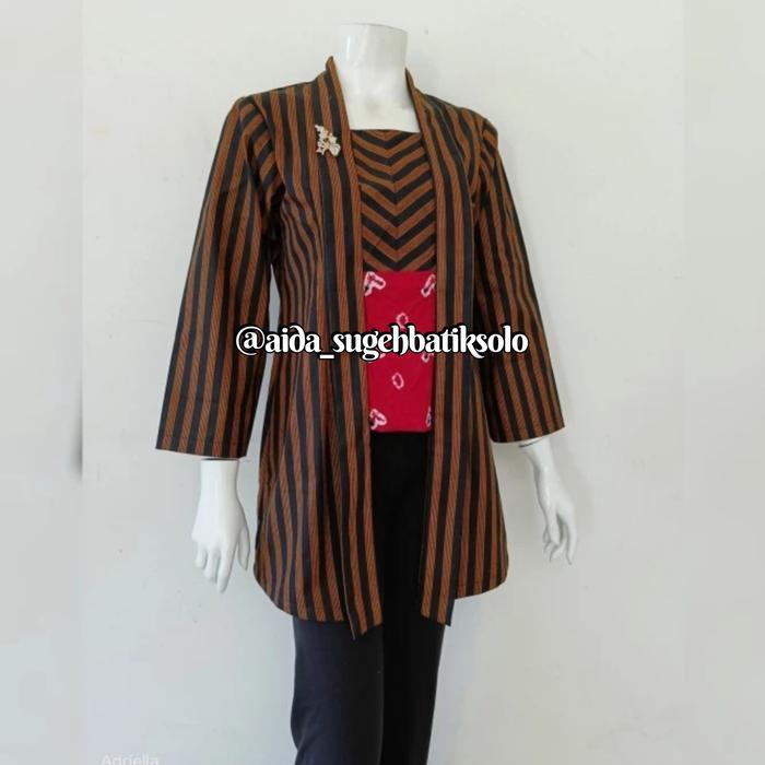 Kebaya Kutubaru Tenun Lurik Modern Lengan Panjang Tunik Kutubaru Tenun Lurik Kebaya Kondangan Kebaya
