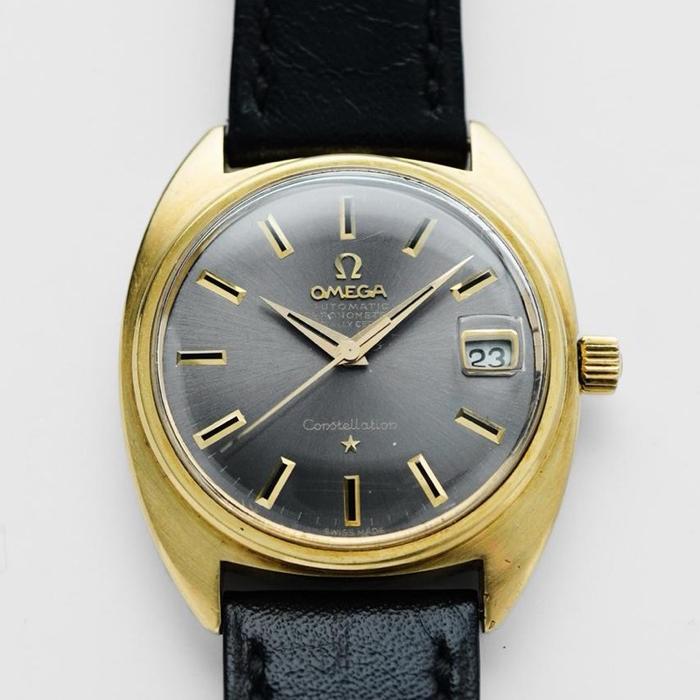 Omega Constellation Ref. 168.017  C-Shape Case Ghost Grey Dial Jam Tangan Vintage Pria Original
