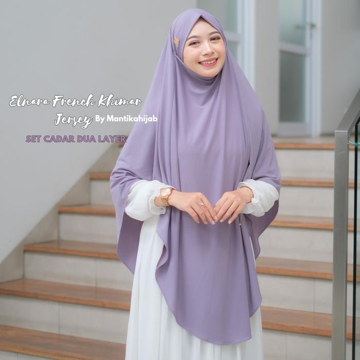 Promo ELNARA FRENCH KHIMAR JERSEY SET CADAR DUA LAYER BY MANTIKAHIJAB COD