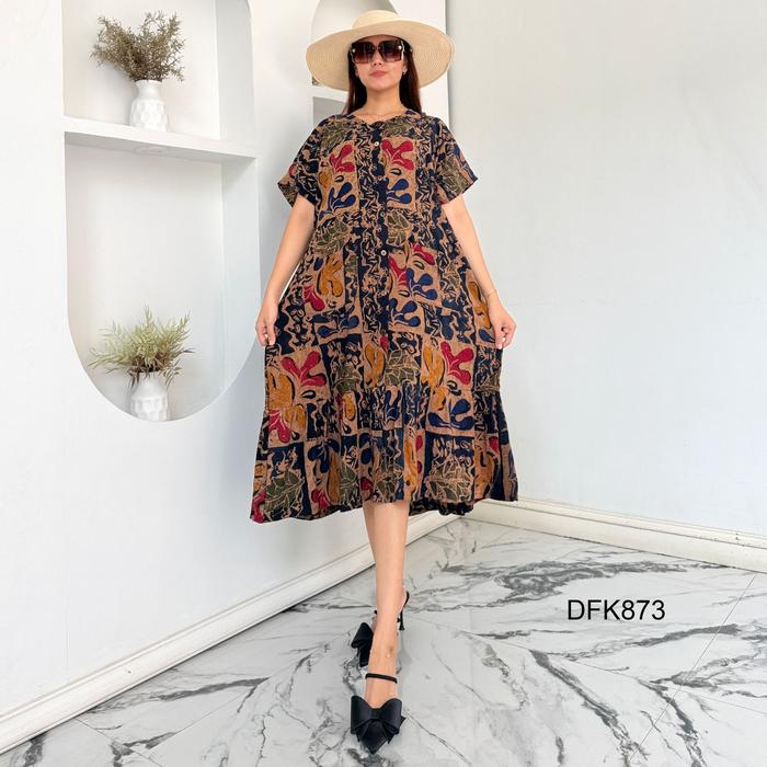Vitela Daster Batik Cap Andin ld 110 handmade Busui Friendly kancing dan resleting Bahan Rayon Pekal
