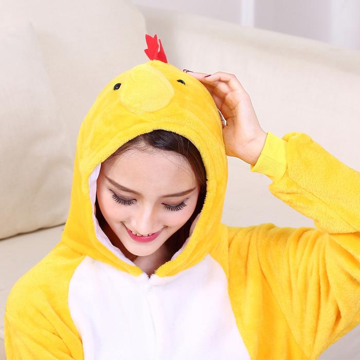 HKSNG Adult Onesie Chicken Kigurumi Pajamas Animal Chick Loose Long Sleeve Jumpsuit Funny Cute Party