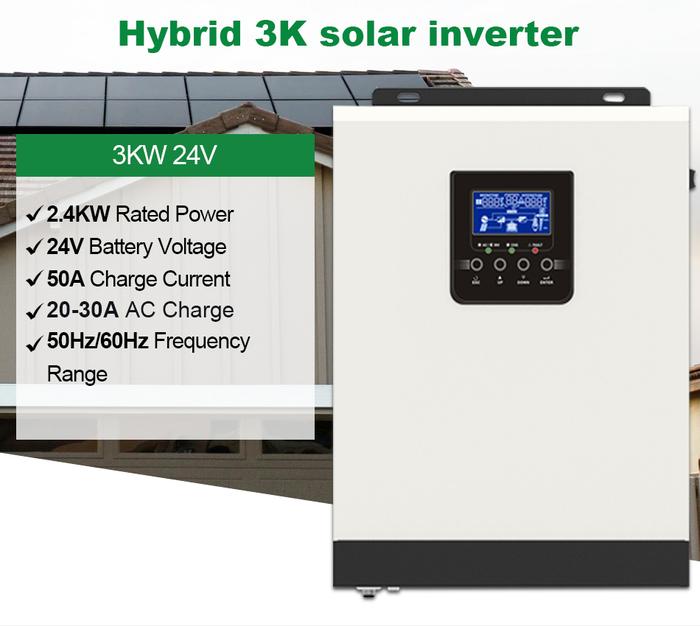 2.4KW Hybrid Inverter 24V 3KVA Solar Inverter Pure Sine Wave MPPT PWM