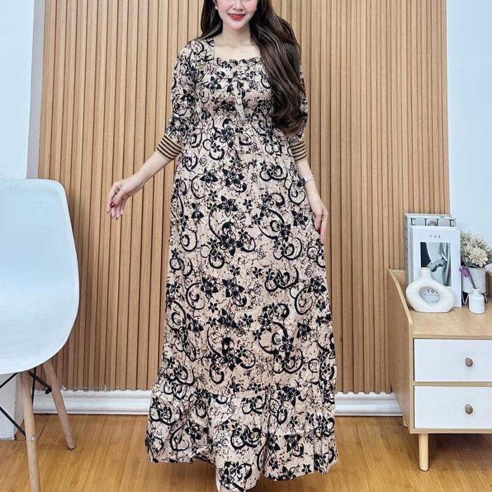 Daster Aurorra Wanita panjang Rayon Premium Nyaman Daster Drees Kerut Dada Jumbo Daster Putri Diana 