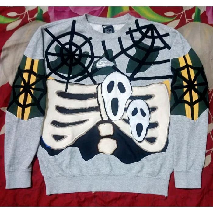 Crewneck Nike Center Rework Skeleton Skull Gray Second