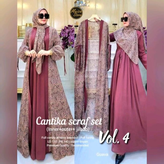 CANTIKA SCRAF SET VOL. 4 LD110 & LD120 (LABEL SAVNA) | GAMIS SET HIJAB CERUTY MOTIF VIRAL TERBARU DA