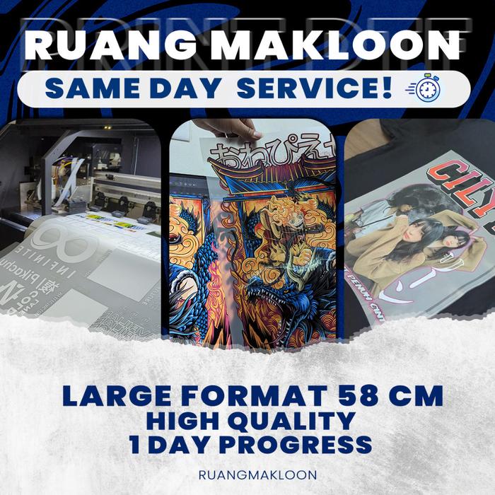 Print DTF Custom Sablon Setrika A3 A4 A5 Jasa Cetak Print DTF Permeter Sablon Siap Press Setrika