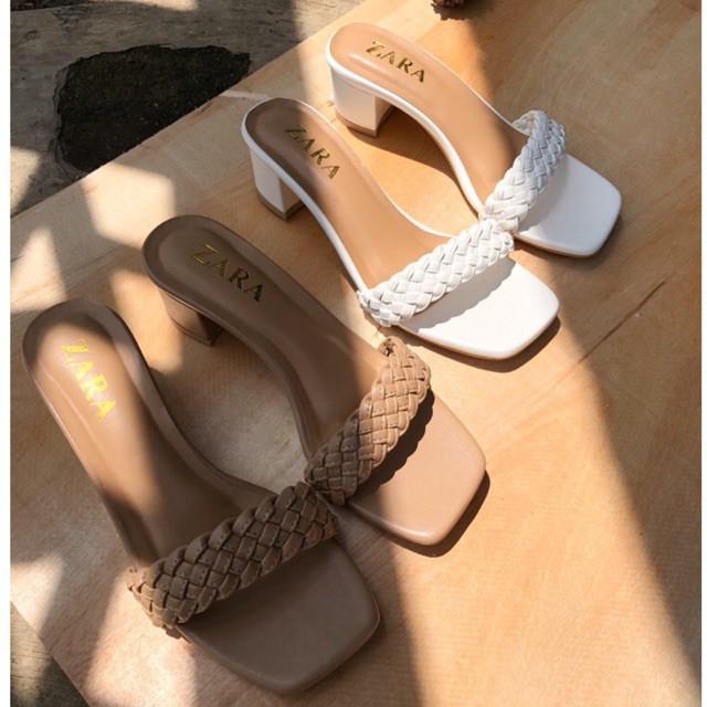 promo ollo store high heels sandal ZARA motif kepang import elegan