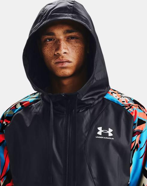 jaket hoodie NEW SMALL UA Printed Hooded Jacket Windbreaker 1357135 Mens ORIGINAL BNWT