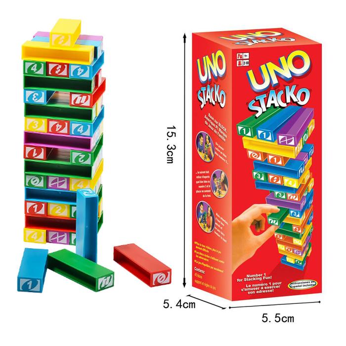 UNO Stacko Game Stacking Colorful Block Tower Family Party