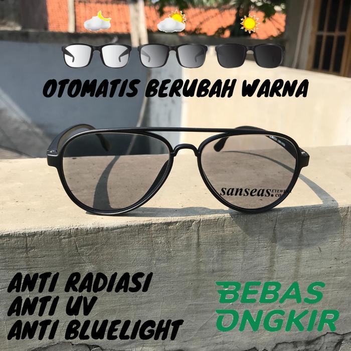Hot Item Kacamata Aviator Model Pilot Lensa Photocromic Otomatis Berubah warna Antiradiasi
