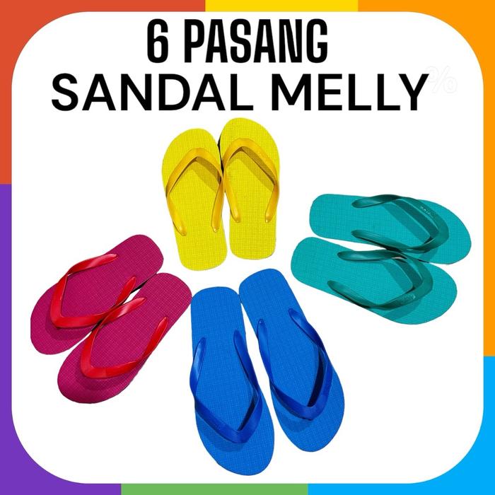 GROSIR Sandal Jepit Melly Seri Ukuran 9-10,5 (6 PASANG)