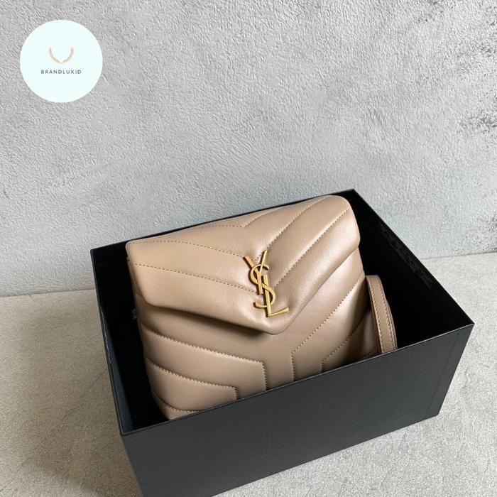 YSL SAINT LAURENT LOULOU TOY QUILTED BAG IN DARK BEIGE GHW