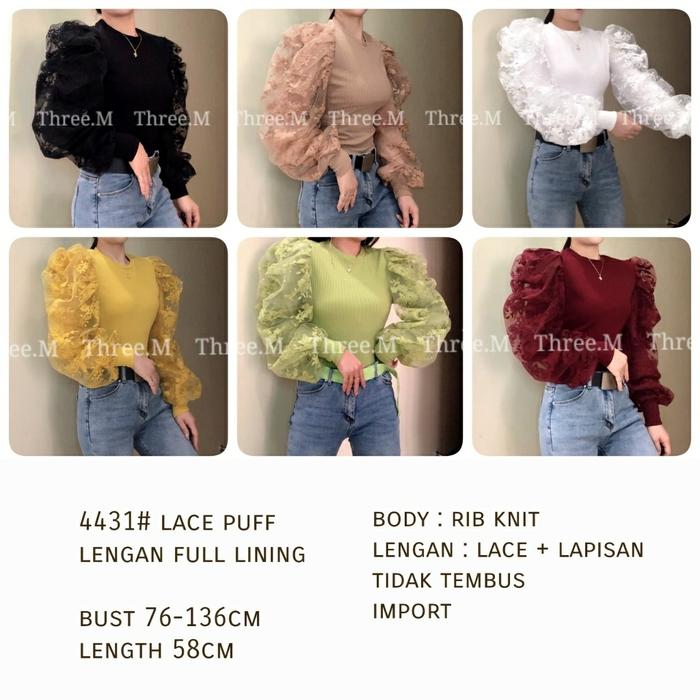 koleksi bajuaku blouse rajut lengan balon import 13191