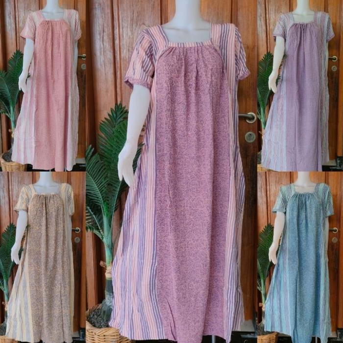 Sekdres Standar Daster Panjang Lengan Pendek Bahan Adem Ukuran M Batik Huza