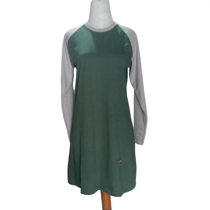 Baju Cewek Lengan Panjang Baju Tunik S-XXXL Baju Tunik Kaos Polos Tunik Reglan Muslimah Hijau Botol 