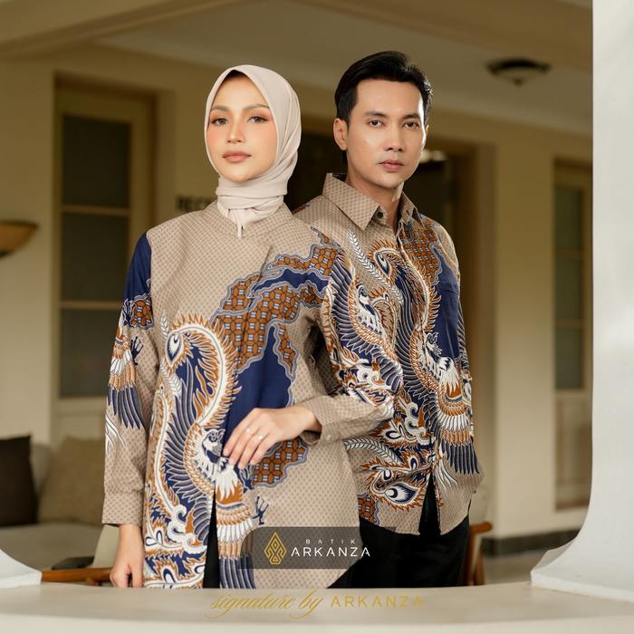 Arkanza Signature Sarimbit Batik Couple Motif Chandraprana Blouse Wanita Kemeja Pria Pasangan Keluar