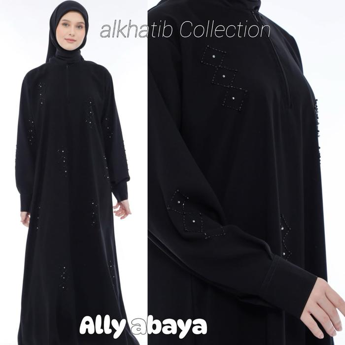 Alkhatib Collection Abaya Hitam Ally Gamis Saudi Busui Friendly Bahan Jetblack Premium Grade A Canti