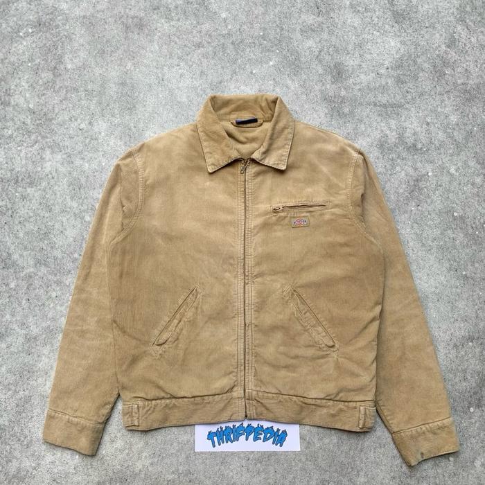 DICKIES Detroit Work Jacket Corduray khaki vintage 90s lined flanel