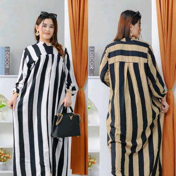 Gamis salur lengan panjang rayon premium karet terbaru drees wanita Muslim kekinian drees lebaran ga