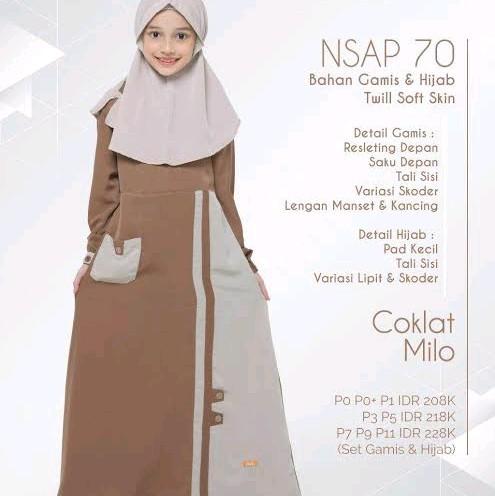 Gamis Anak Nsap 70 Coklat milo Nibras