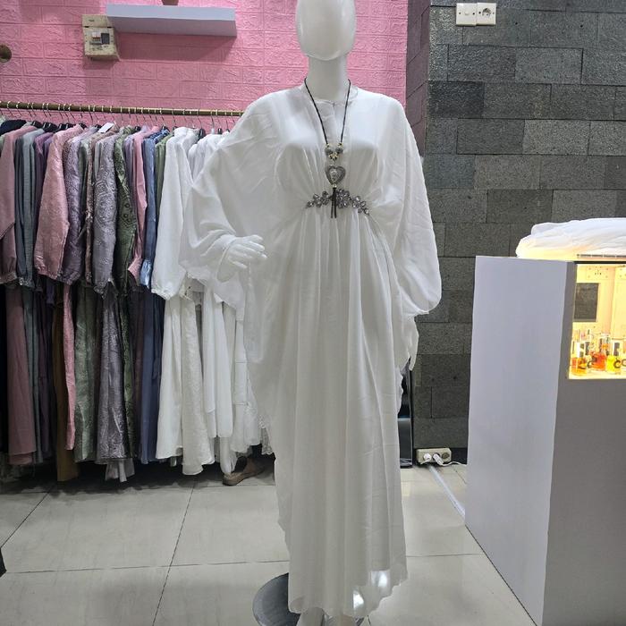 Kaftan putih ceruty borci pinggang besar