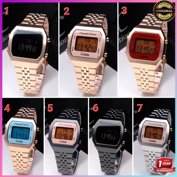 New GARANSI RESMI 1 TAHUN JAM TANGAN WANITA DIGITAL RI STAINLESS STEEL ARLOJI WATCH CEWEK ALEXANDER 
