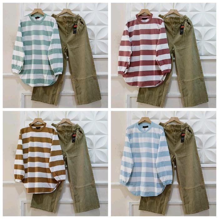 ONE SET BLASTER // SET KULOT JEANS ATASAN SALUR BY JEVANNI