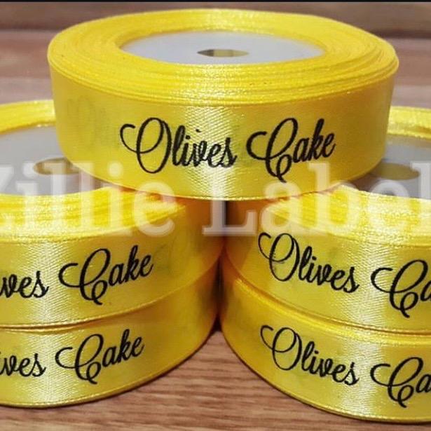 Pita Satin Uk 2 Cm Sablon Custom Label Hijab untuk baju / label merek custom / hampers hadiah