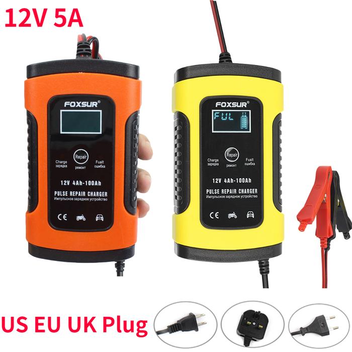FOXSUR Automatic Car Battery Charger 110V to 220V to 12V 5A