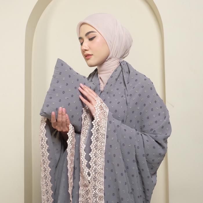 Mukena Nazeera - Mukena Uragiri Crinkle Twotone Series Renda 2in1 Free Tas Muslim Katun Rayon Airflo