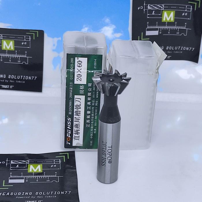 Ms7 Endmill dovetail 20 mm 60 derajat end mill ekor burung slot groove