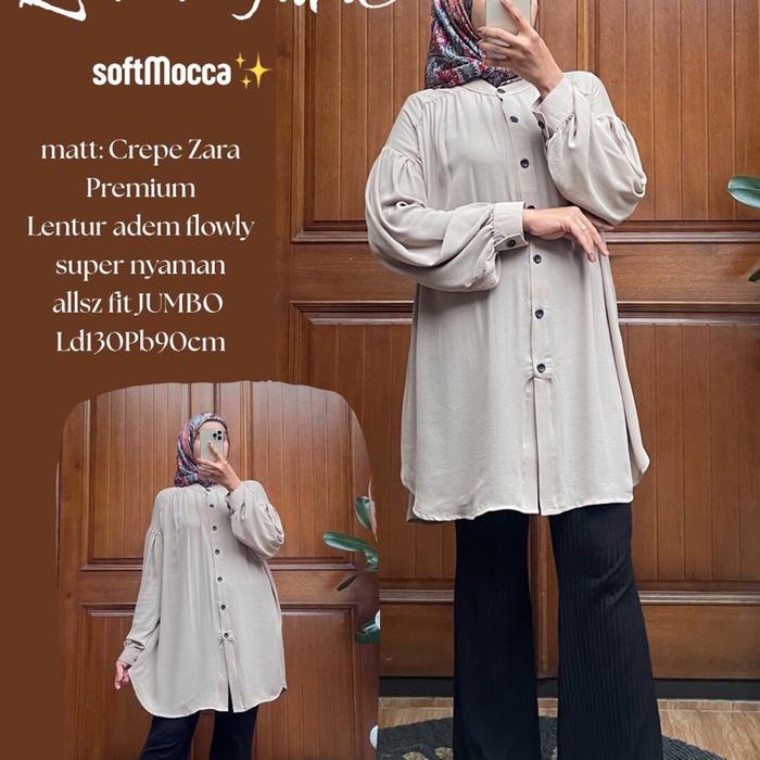 Tunik Zara Matt Crepe Zara Premium Hitam SofoMocca SoftMagenta Grey Tunik Adem Busui Ukuran Jumbo