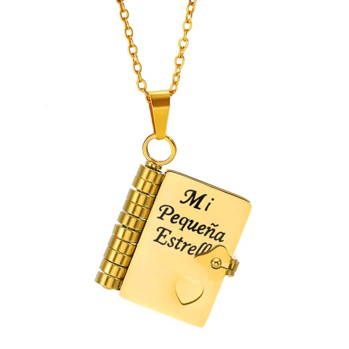 Mi Campeon Son Openable Book My Little Star Necklaces Spanish Mi Pequena Estrella Book Necklace for 