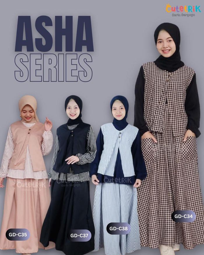 Baju Perempuan Setelan 3in1 Blus Tunik Rompi Set Rok Anak Remaja Dewasa One Set Asha by Cutetrik I G