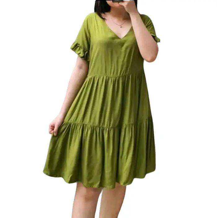 dres korean dres santai midi selutut Pendek Simple polos dress