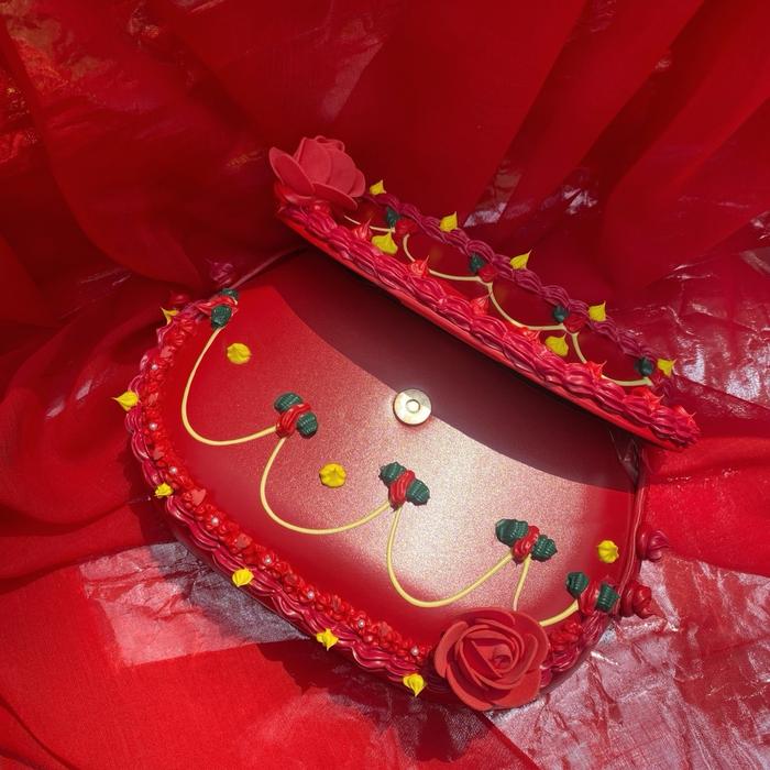 Rose Red Clutch Bag / Fake Cake Bag