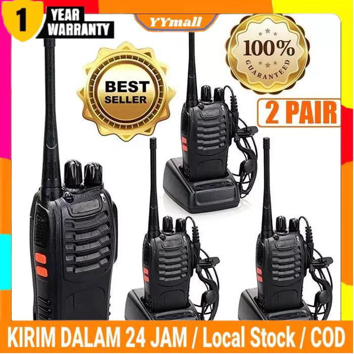 【COD】4PCS ht 888s Ht Walkie TalkieJarak Jauh 10km(Max) HT UHF 2 UnitsHandy Talky Waterproof Portable