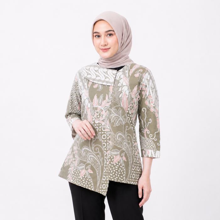 Sensen Klamby - Blus batik wanita resleting belakang | Baju batik wanita lengan panjang
