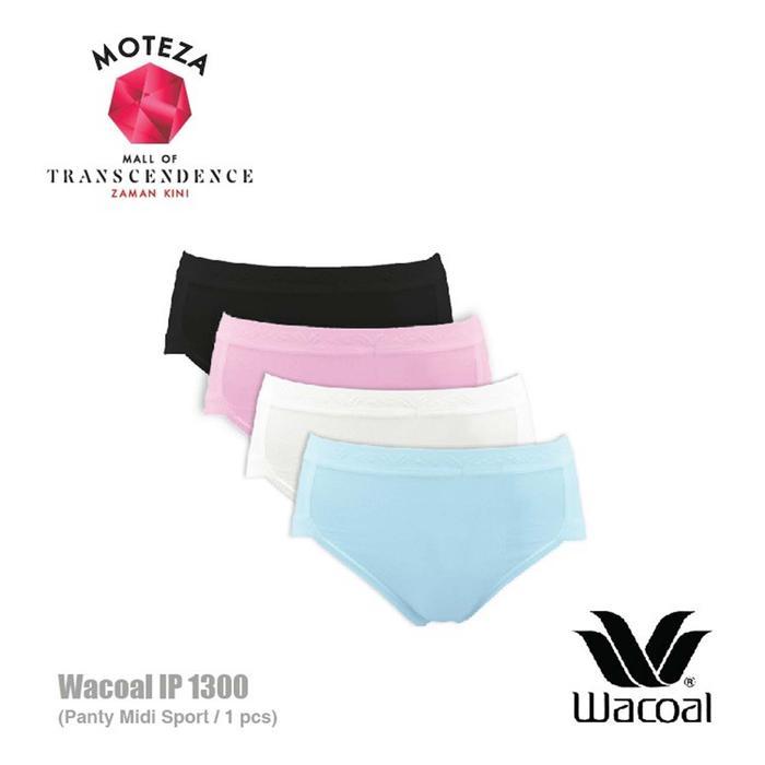 Celana Dalam Wanita - Wacoal Panty Midi Sport - IP 1300 Basic Hitam Katun Nyaman